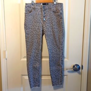 KUT from the Kloth Connie Leopard Print High Waist Ankle Skinny Jeans Size 6